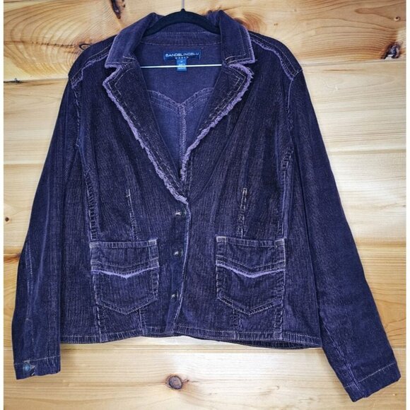 BANDOLINO BLU Plum WOMENS SIZE 0X CORDUROY FRINGE EDGE JACKET Light Button Coat - Picture 8 of 14